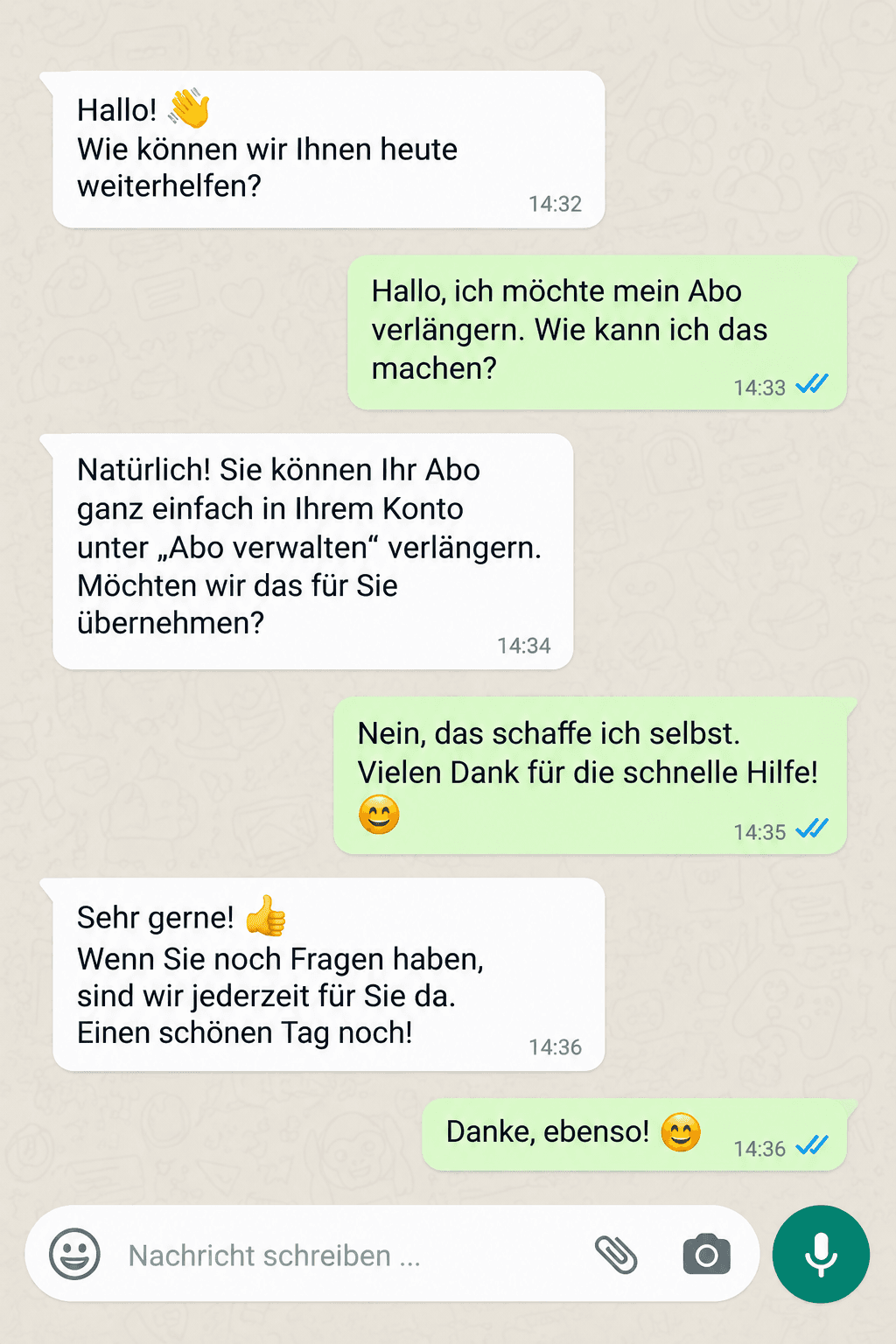 Kundengespräch zum Thema Verlängerungsservice