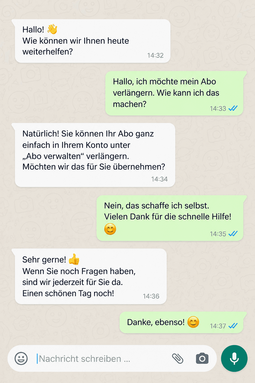 Kundengespräch zum Thema Verlängerungsservice